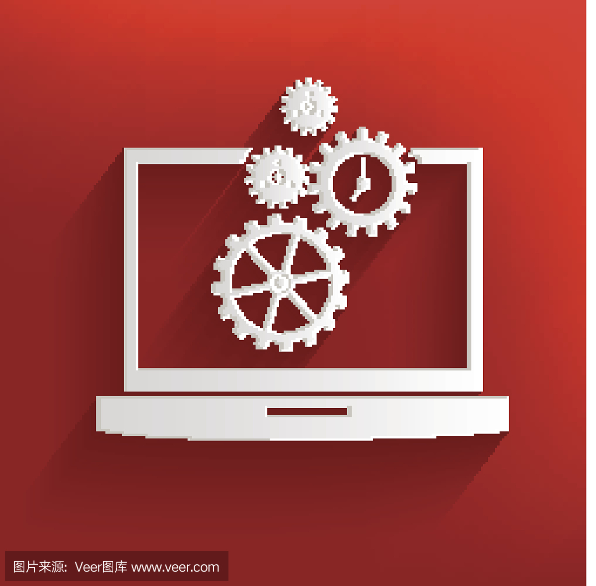 計算機系統(tǒng)符號在紅色背景下,干凈的向量